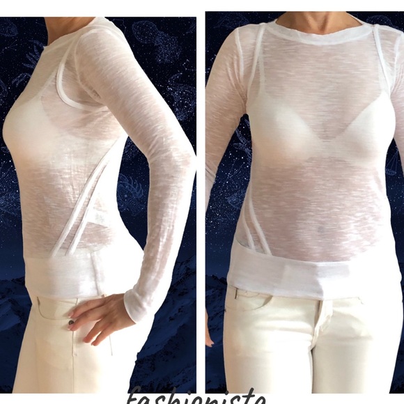 Helmut Lang White Transparent Long Sleeve Shirt  XS - Picture 2 of 7